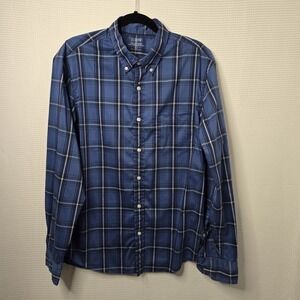 J.Crew Offshore Performance Shirt Men's Large Blue Plaid Button Down Preppy